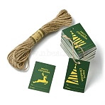 100Pcs Rectangle Paper Gift Tags, for Christmas, with 1 Bundle Jute Cord, Green, 6x4x0.02cm, 5 styles, 20pcs/style, 100pcs(CDIS-FS0001-19B)