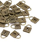 Tibetan Style Pendants, Alloy Padlock Pendants, Cadmium Free & Nickel Free & Lead Free, Antique Bronze, 23x16x5mm, Hole: 5x8.5mm, about 200pcs/1000g(TIBEP-K020kg-43AB-NR)