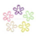 Opaque Plastic Beads, Flower, AB Color Plated, Mixed Color, 43x44x6.5mm, Hole: 1.8~2mm, about 151pcs/500g(KY-Q010-10)