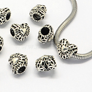 Alloy European Beads, Large Hole Beads, Heart, Antique Silver, 11x11x9mm, Hole: 4.5mm(X-PALLOY-S079-008AS)