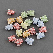 Craft Style Bear Acrylic Beads, Mixed Color, 9x8x4mm, Hole: 1.5mm, about 2990pcs/500g(MACR-S245-01)