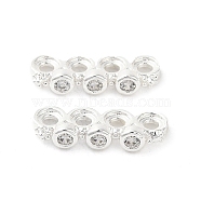 Rack Plating Brass Pave Clear Cubic Zirconia Spacer Bars, Flower Links, Long-Lasting Plated, Lead Free & Cadmium Free, Silver, 4.5x13.5x2.5mm, Hole: 1.4mm(KK-B088-11C-S)