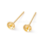 Rack Plating Brass Stud Earring Findings, with 925 Silver Pin, for Half Drilled Beads, Long-Lasting Plated, Cadmium Free & Lead Free, Real 18K Gold Plated, 14x4mm, Pin: 0.7mm(KK-G433-05C-G)