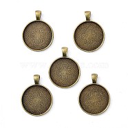 Tibetan Style Alloy Pendant Cabochon Settings, Plain Edge Bezel Cups, Lead Free & Nickel Free & Cadmium Free, Flat Round, Antique Bronze, Tray: 25mm, 36.5x28x3mm, Hole: 7x4mm(X-TIBEP-Q045-048AB-NR)
