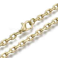 Brass Cable Chains Necklace Making, with Brass Lobster Clasps, Unwelded, Matte Gold Color, 18.3 inch(46.5cm) long, link: 5.5x4x1mm, jump ring: 5x1mm, 3mm inner diameter(MAK-N034-004B-MG)