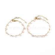 Mother's Day Jewelry, Mother and Daughter Bracelets Sets, Natural Pearl Beaded Bracelets, with Golden Plated Brass Lobster Claw Clasps, White, 6-1/4 inch(16cm), 7-1/4 inch(18.5cm), 2pcs/set(BJEW-JB06127)