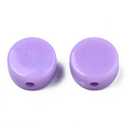 Opaque Acrylic Beads, Flat Round, Lilac, 10x5mm, Hole: 1.8mm, about 1300pcs/500g(SACR-N014-002A)
