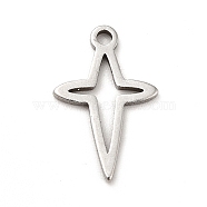 201 Stainless Steel Pendants, Star Charms, Stainless Steel Color, 14.5x9x1mm, Hole: 1.2mm(STAS-P312-15P)