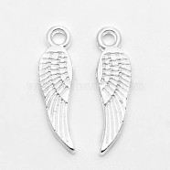 Tibetan Style Pendants, Wing, Cadmium Free & Nickel Free & Lead Free, Silver Color Plated, 18x5mm, Hole: 1.5mm.(K08X6022)