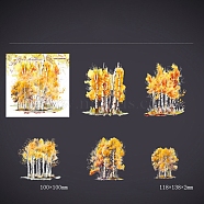 10Pcs 5 Styles 3D PET Adhesive Waterproof Stickers Set, Tree, for DIY Photo Album Diary Scrapbook Decorative, Gold, 100x100mm, 2pcs/style(PW-WG34745-04)