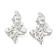304 Stainless Steel Stud Earrings, Twist Lightning Bolt, Stainless Steel Color, 38x26.5mm(EJEW-I290-09P)