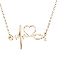 Stainless Steel Doctor Stethoscope ECG Link Necklaces, Heartbeat Clavicle Chain Fashion Necklaces, Golden(YS5632-1)