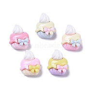 Opaque Cute Resin Decoden Cabochons, Imitation Food, Cake with Bowknot, 13x11x6.5mm(RESI-B024-01H)