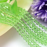 Faceted Imitation Austrian Crystal Bead Strands, Grade AAA, Bicone, Light Green, 4x4mm, Hole: 0.7~0.9mm, about 200pcs/strand, 28 inch(G-M180-4mm-16A)