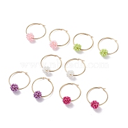 Ball Beaded Big Hoop Earrings, Imitation Pearl Glass Earrings for Women, Mixed Color, 55x45.5x2mm, Pin: 1.5mm(EJEW-JE04803)