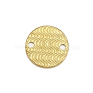 Brass Connector Charms, Flat Round with Water Ripples Pattern, Raw(Unplated), 14x1mm, Hole: 1.8mm(KK-WH0047-12)