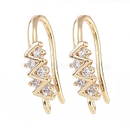 Brass Micro Pave Cubic Zirconia Earring Hooks, Fishhook, Golden, 15.5x8x4mm, Hole: 1mm(KK-U008-11G)