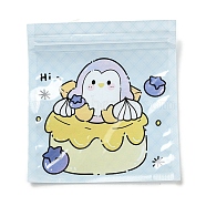 Square Plastic Packaging Zip Lock Bags, with Cartoon Animal Pattern, Top Self Seal Pouches, Penguin, 10.9x10x0.15cm, Unilateral Thickness: 2.5 Mil(0.065mm)(OPP-K001-04A)