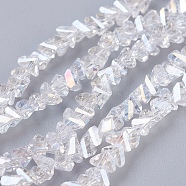 Electroplate Glass Beads Strands, AB Color Plated, Faceted, Triangle, Clear AB, 3x4x3mm, Hole: 1mm, about 149pcs/strand, 13.3 inch(34cm)(EGLA-J146-4mm-AB01)