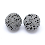 Unwaxed Natural Lava Rock Beads, for Perfume Essential Oil Beads, Aromatherapy Beads, Dyed, Round, No Hole, Black, 8~9mm(G-F325-8mm-18)