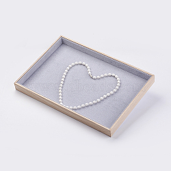 Wood Necklace Displays, Covered with Velvet, Cuboid, Light Grey, 35x24x3.1cm(NDIS-K002-02)