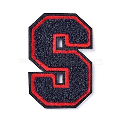 Computerized Embroidery Cloth Sew On Patches, Costume Accessories, Appliques, Costume Accessories, Letter S, Dark Blue, 87x59x2.5mm(DIY-D031-E01)