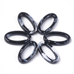 Acrylic Linking Rings, Quick Link Connectors, For Jewelry Chains Making, Imitation Gemstone Style, Oval, Black, 35x19.5x6mm, Hole: 25.5x10mm, about 235pcs/500g(OACR-S021-21D)