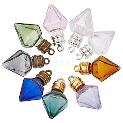 Nbeads DIY Wish Bottle Pendant Making Kit, Including Octagon Glass Bead Containers, Alloy Pendant Bails, Mixed Color, 18Pcs/set(DIY-NB0008-46)