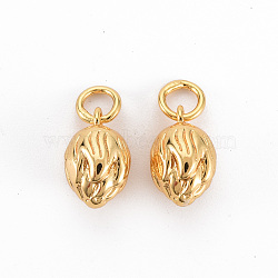 10Pcs Brass Charms, Nickel Free, with Jump Rings, Flower Bud, Real 18K Gold Plated, 11x7mm, Hole: 3mm(KK-SZ0004-90)