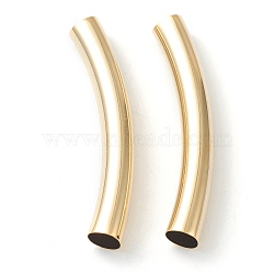 Brass Tube Beads, Long-Lasting Plated, Curved Beads, Tube, Real 24K Gold Plated, 50.5x7mm, Hole: 6mm(X-KK-Y003-90L-G)