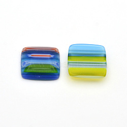Handmade Millefiori Glass Cabochons, Square, Colorful, 14x14x4mm(X-LK-F003-04)