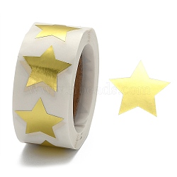 Metallic Foil Star Shape Paper Sticker Labels, Writable Paper Star Shape Seal Labels, Teacher Supplies, Gold, 24x23.5mm, 500pcs/roll(X-DIY-E023-03)