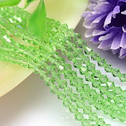 Faceted Imitation Austrian Crystal Bead Strands, Grade AAA, Bicone, Light Green, 4x4mm, Hole: 0.7~0.9mm, about 200pcs/strand, 28 inch(G-M180-4mm-16A)