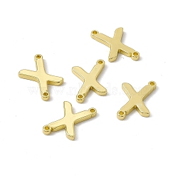 Rack Plating Brass Letter Connector Charms, for Personalized Name Necklace Making, Real 18K Gold Plated, Long-Lasting Plated, Cadmium Free & Nickel Free & Lead Free, Letter.X, 14x11.5x1.5mm, Hole: 1mm(KK-C007-38G-X)