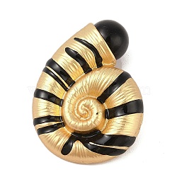 Conch Shell Shaped Alloy Black Enamel Pins Brooches, Golden, 48x35mm(JEWB-M046-27G)