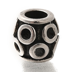 304 Stainless Steel European Beads, Large Hole Beads, Barrel, Antique Silver, 10.5x10.5mm, Hole: 5mm(STAS-G350-17AS)