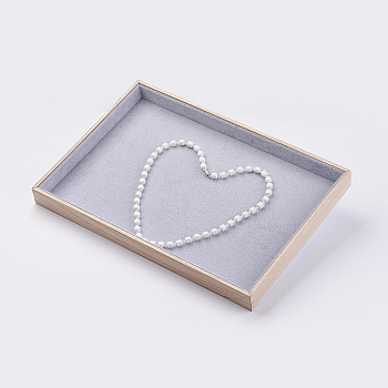 Wood Necklace Displays, Covered with Velvet, Cuboid, Light Grey, 35x24x3.1cm