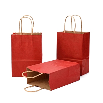 Kraft Paper Bags, Gift Bags, Shopping Bags, with Handles, Dark Red, 15x8x21cm
