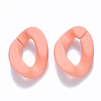 Opaque Spray Painted Acrylic Linking Rings, Quick Link Connectors, for Curb Chains Making, Twist, Light Salmon, 30x21x6mm, Inner Diameter: 16x8mm