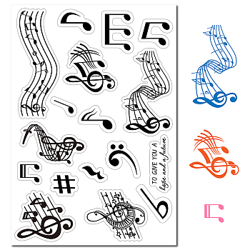Custom PVC Plastic Clear Stamps, for DIY Scrapbooking, Photo Album Decorative, Cards Making, Stamp Sheets, Film Frame, Musical Note Pattern, 160x110x3mm
