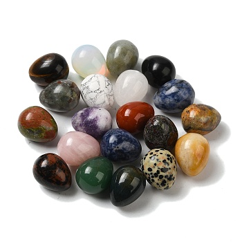 Natural & Synthetic Mixed Gemstone Egg Pocket Palm Stone, for Anxiety Relief Meditation Reiki Balancing, 21.5x17.5mm