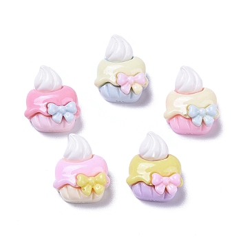 Opaque Cute Resin Decoden Cabochons, Imitation Food, Cake with Bowknot, 13x11x6.5mm