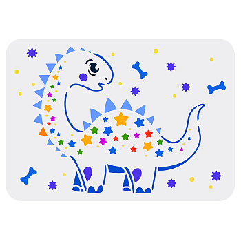 Plastic Drawing Painting Stencils Templates, for Painting on Scrapbook Fabric Tiles Floor Furniture Wood, Rectangle, Dinosaur Pattern, 29.7x21cm