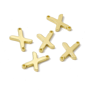 Rack Plating Brass Connector Charms, Real 18K Gold Plated, Long-Lasting Plated, Cadmium Free & Nickel Free & Lead Free, Letter Links, Letter.X, 14x11.5x1.5mm, Hole: 1mm