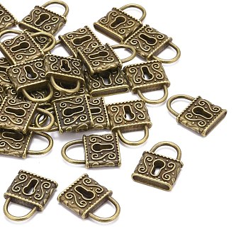 Tibetan Style Pendants, Alloy Padlock Pendants, Cadmium Free & Nickel Free & Lead Free, Antique Bronze, 23x16x5mm, Hole: 5x8.5mm, about 200pcs/1000g