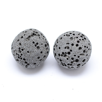 Unwaxed Natural Lava Rock Beads, for Perfume Essential Oil Beads, Aromatherapy Beads, Dyed, Round, No Hole, Black, 8~9mm