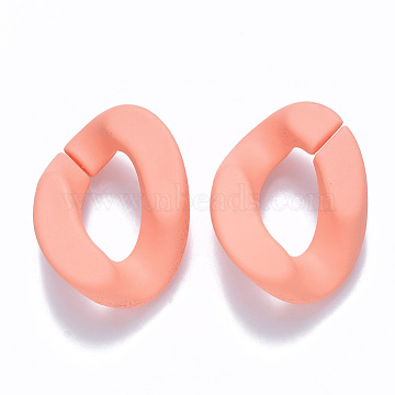 Opaque Spray Painted Acrylic Linking Rings, Quick Link Connectors, for Curb Chains Making, Twist, Light Salmon, 30x21x6mm, Inner Diameter: 16x8mm(OACR-S036-001B-I02)