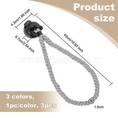 3Pcs 3 Colors Plastic Suction Cup & Cotton Cord Hook Hanger(FIND-OC0002-95)-2