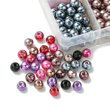 Perles en verre nacré rondes style mixte(HY-X0001-B-1)-2