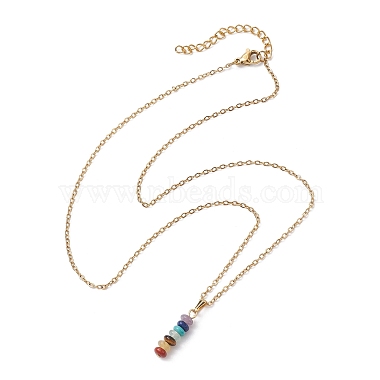 Ожерелья-подвески в форме диска из натуральных и синтетических драгоценных камней(NJEW-JN04623-02)-4